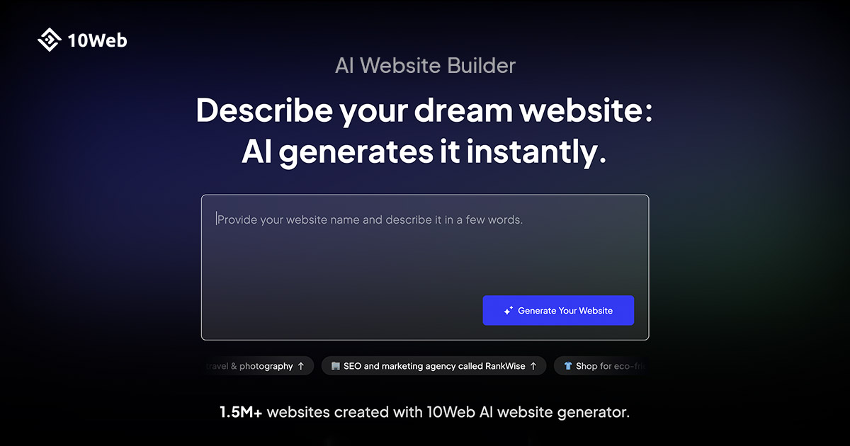 10Web — website screenshot