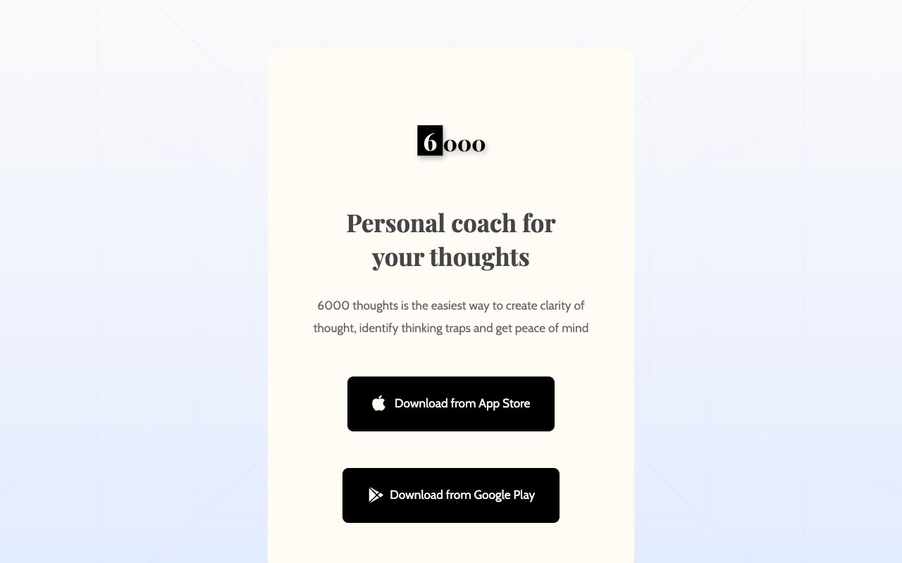6000 Thoughts — website screenshot
