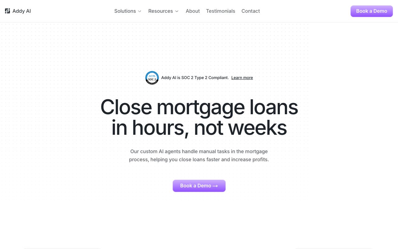 Addy AI — website screenshot