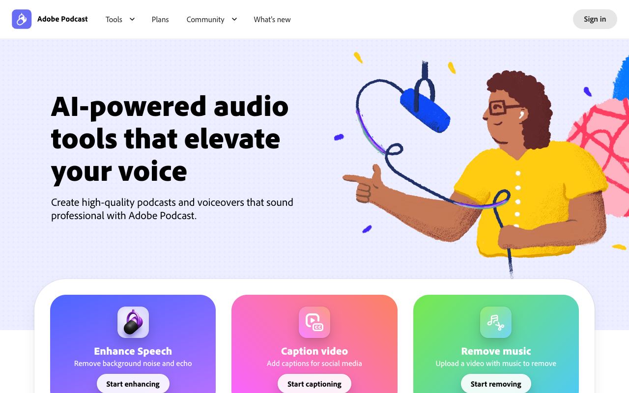 Adobe Podcast — website screenshot