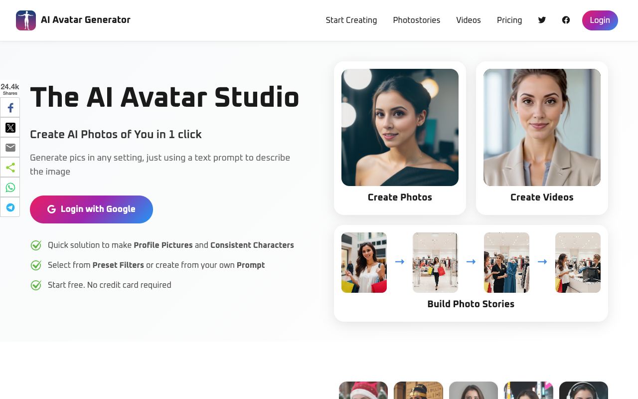 AI Avatar Generator — site ekran görüntüsü