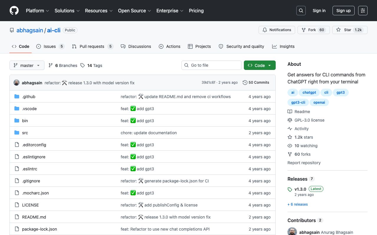AI CLI — website screenshot