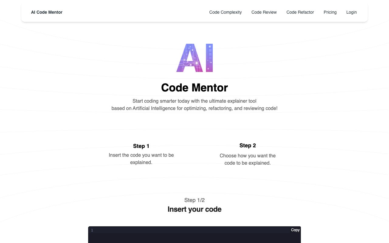 AI Code Mentor — website screenshot