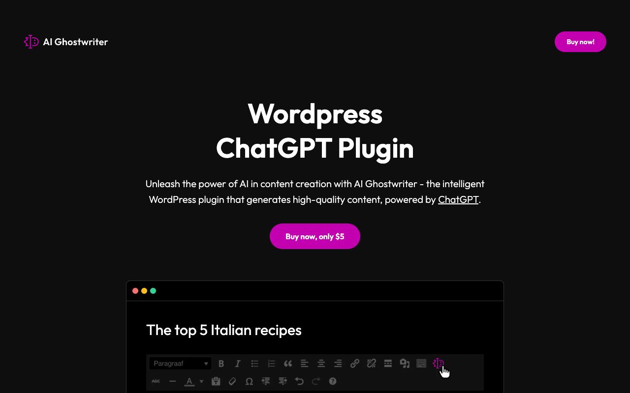 AI Ghostwriter — site ekran görüntüsü