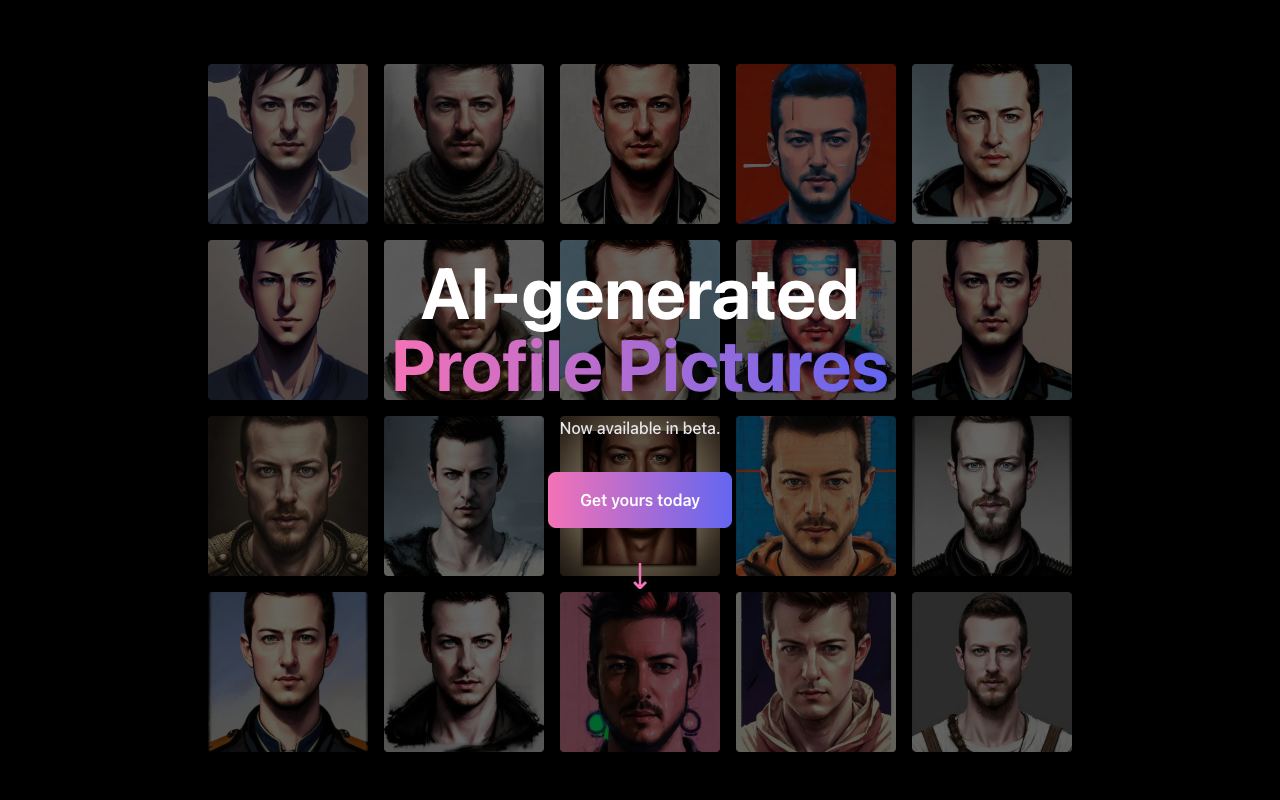 AI Profile Pictures — site ekran görüntüsü