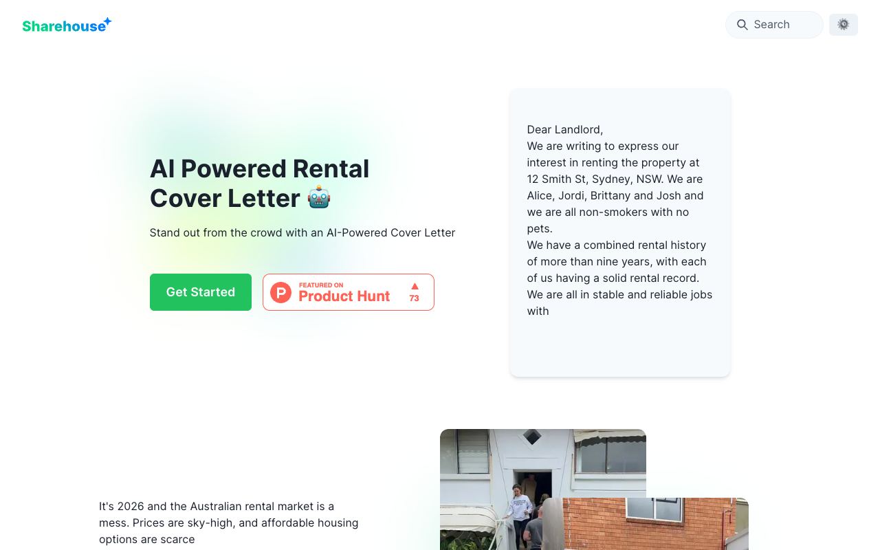 AI Rental Cover Letter — site ekran görüntüsü
