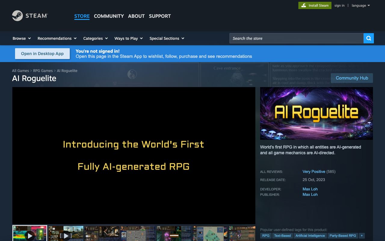 AI Roguelite — website screenshot