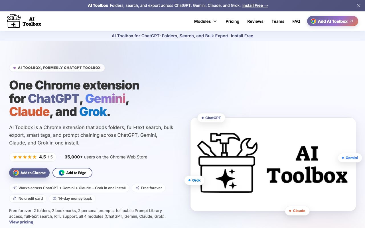 AI Toolbox — site ekran görüntüsü