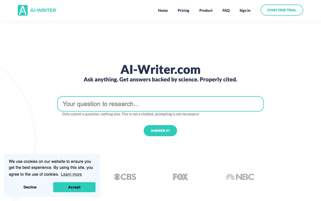 AI Writer — website screenshot