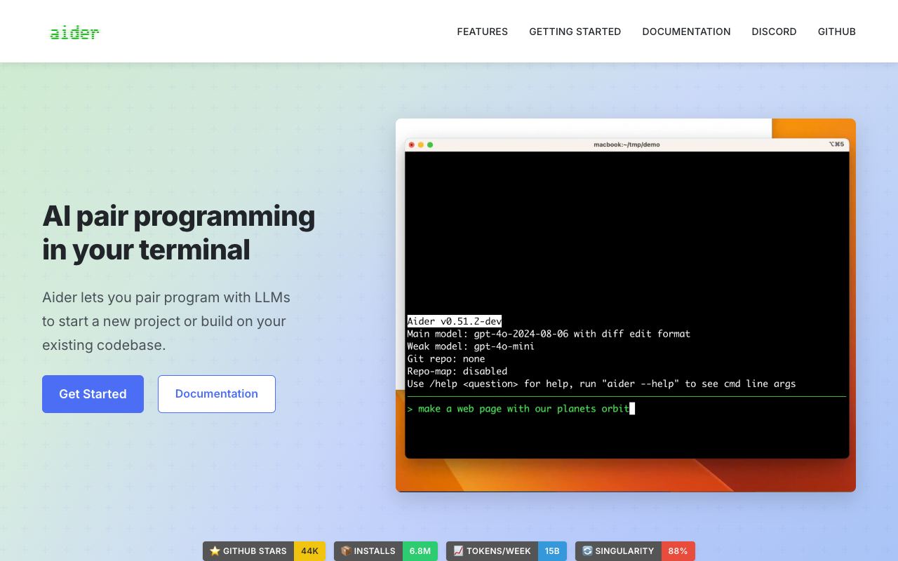 Aider — website screenshot