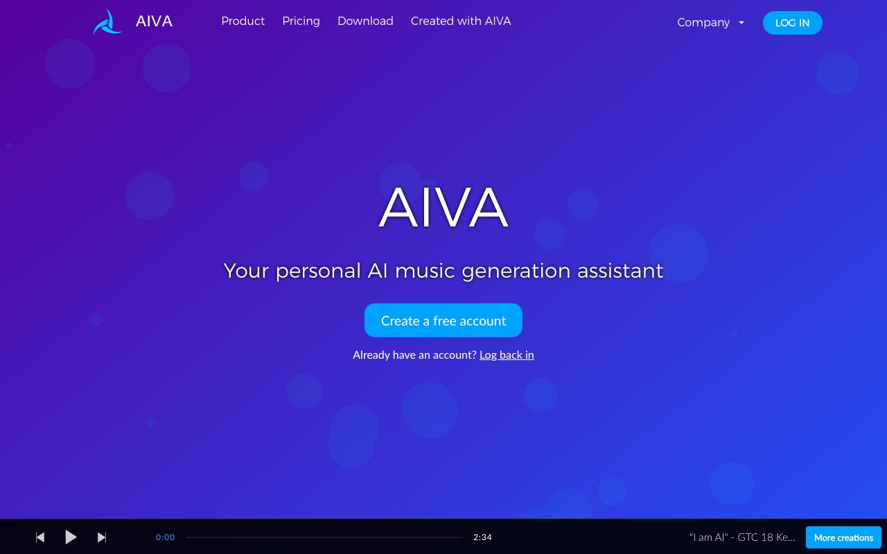 AIVA — website screenshot
