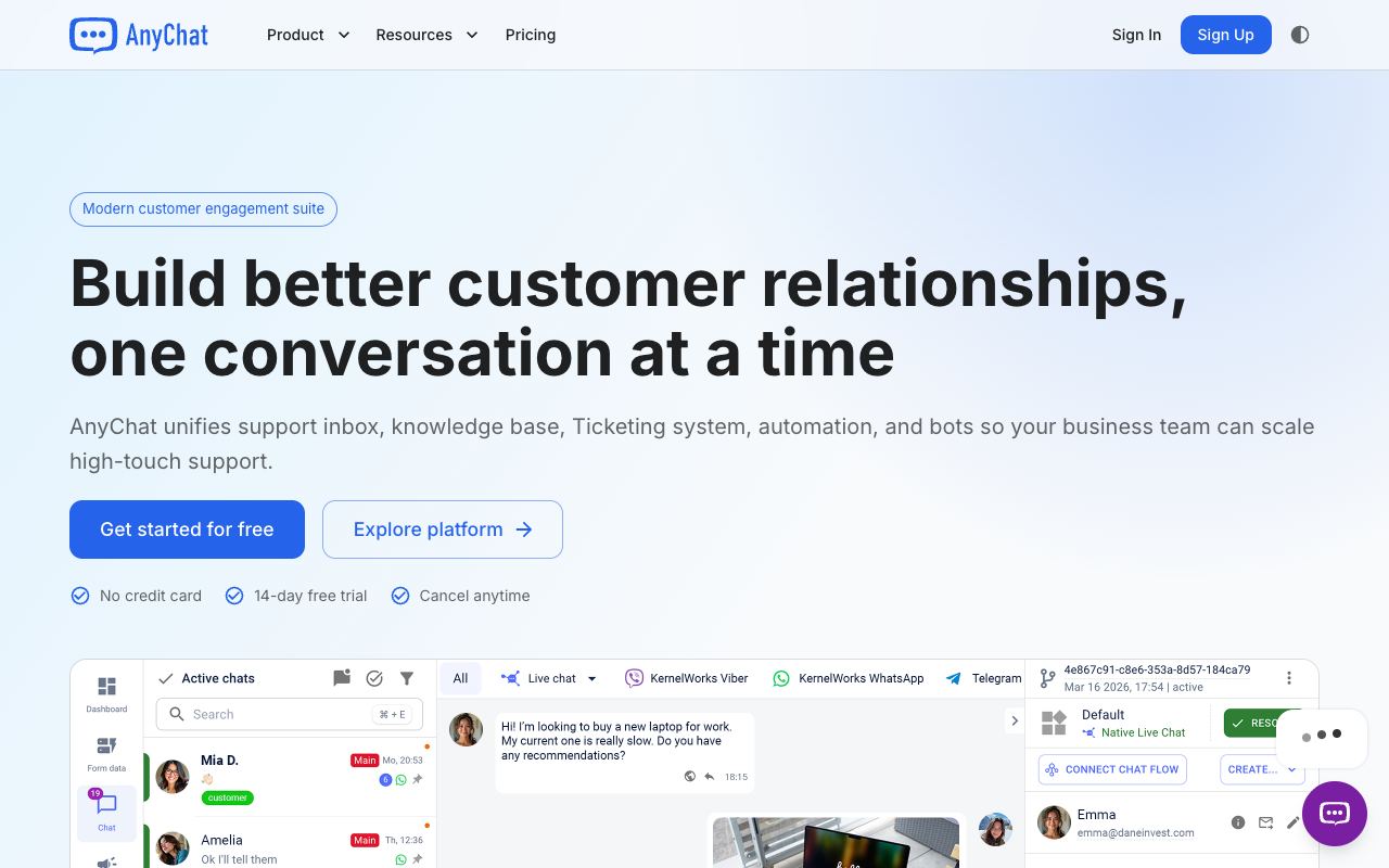 AnyChat — website screenshot