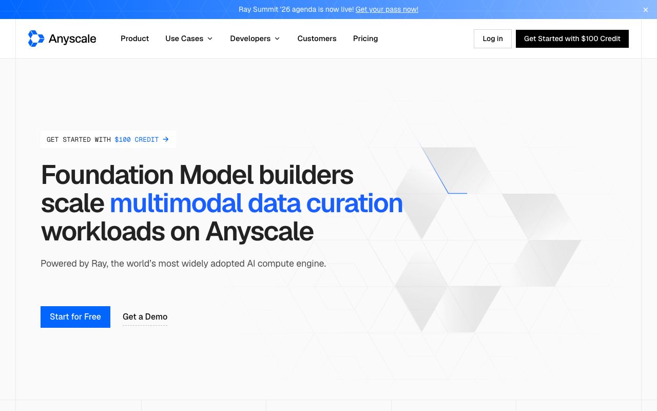 Anyscale — Screenshot der Website