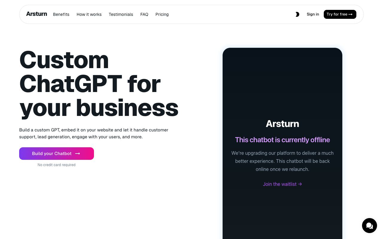 Arsturn — website screenshot