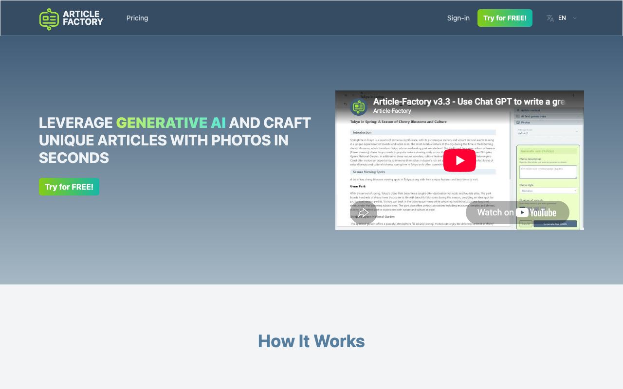 Article Factory — website screenshot