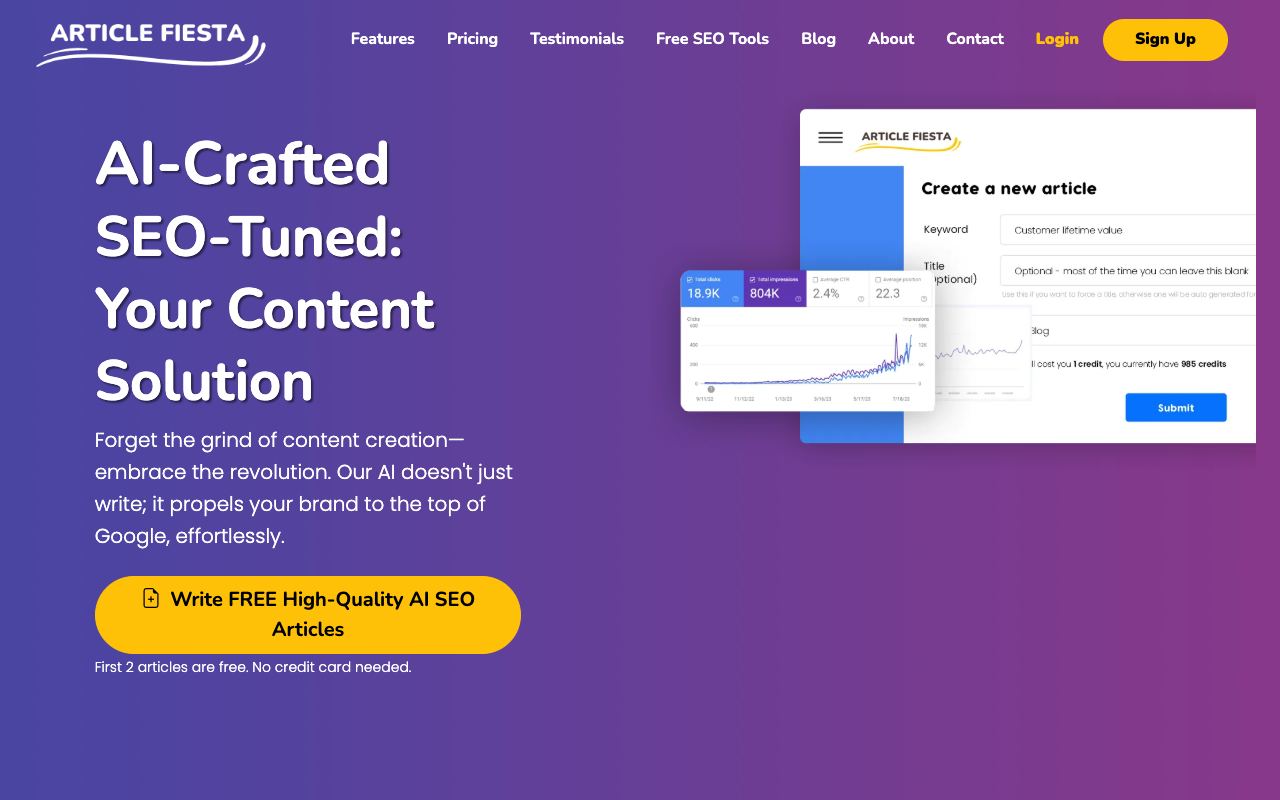Article Fiesta — website screenshot