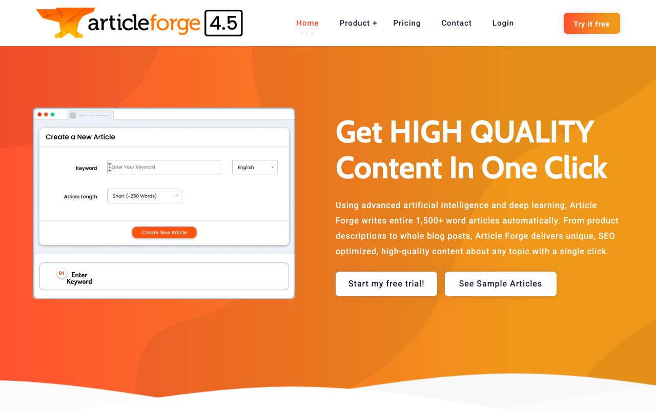 Article Forge — site ekran görüntüsü