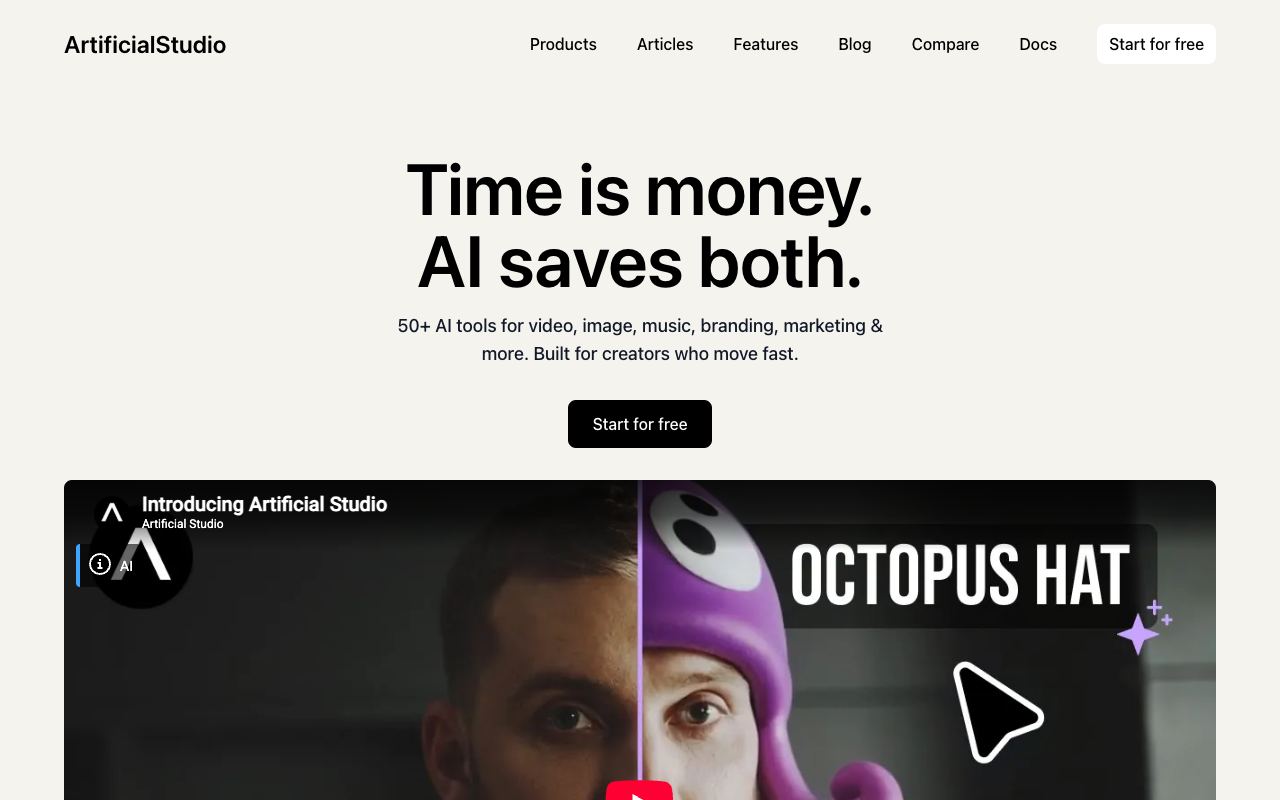Artificial Studio — website screenshot