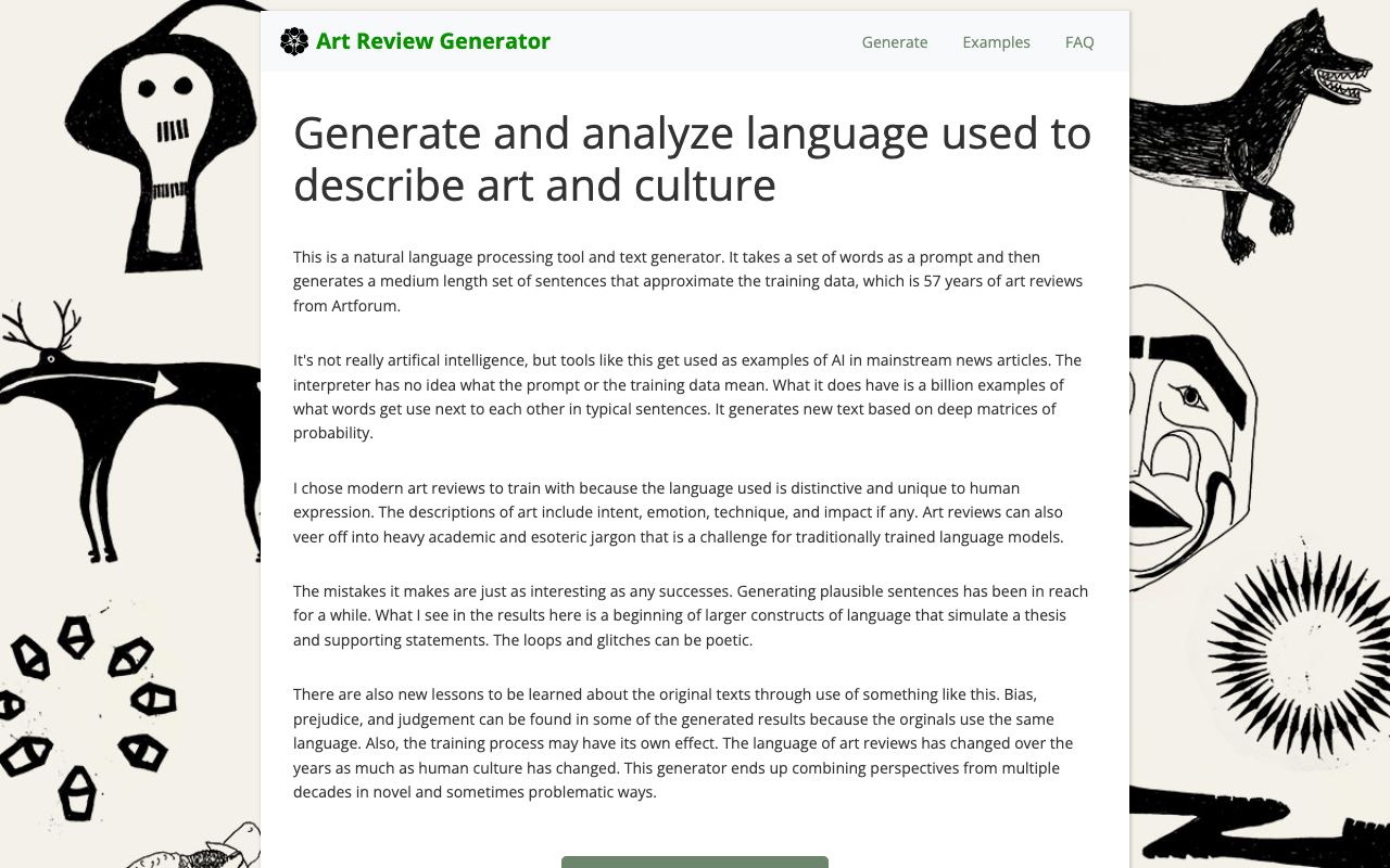 Art Review Generator — website screenshot