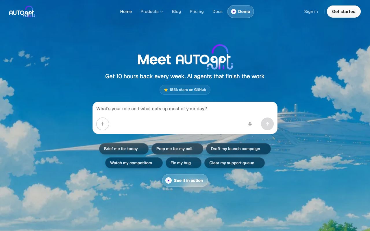 AutoGPT — website screenshot