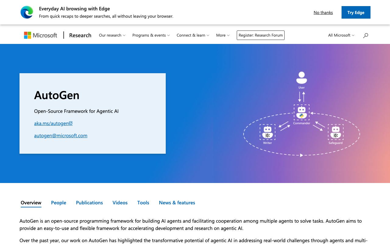 AutoGen — website screenshot