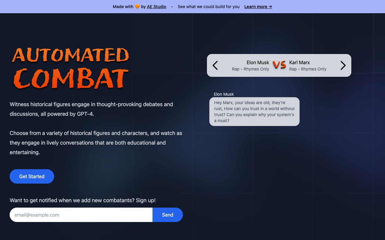 Automated Combat — website screenshot