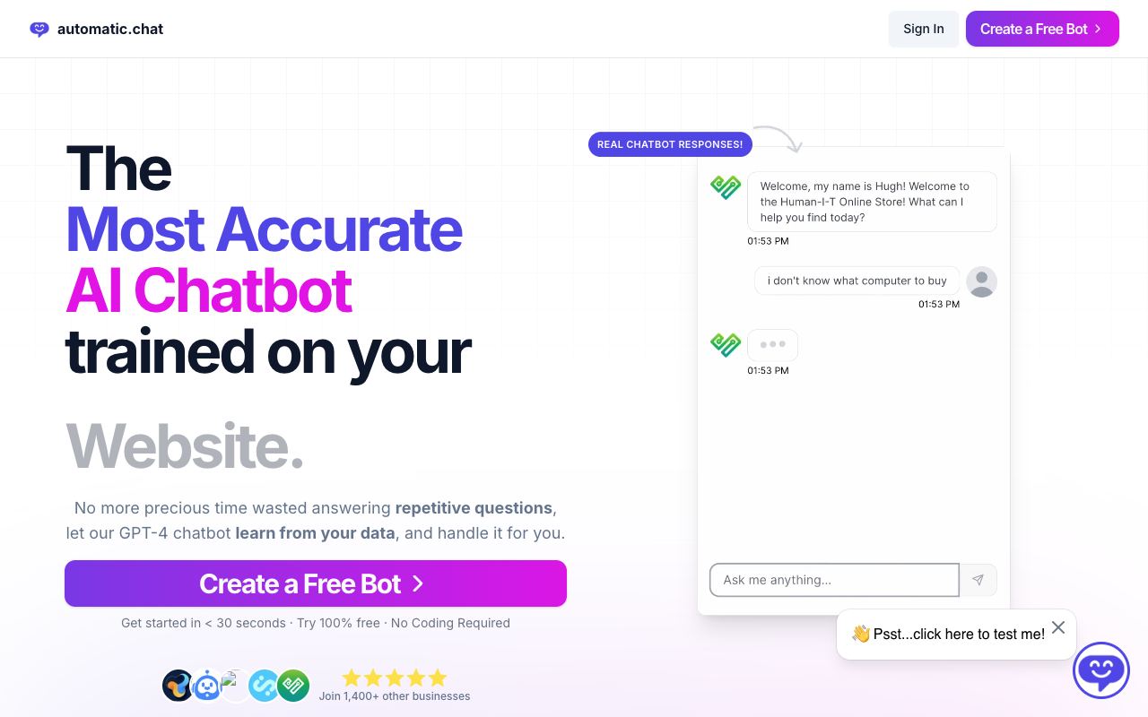 Automatic.Chat — website screenshot