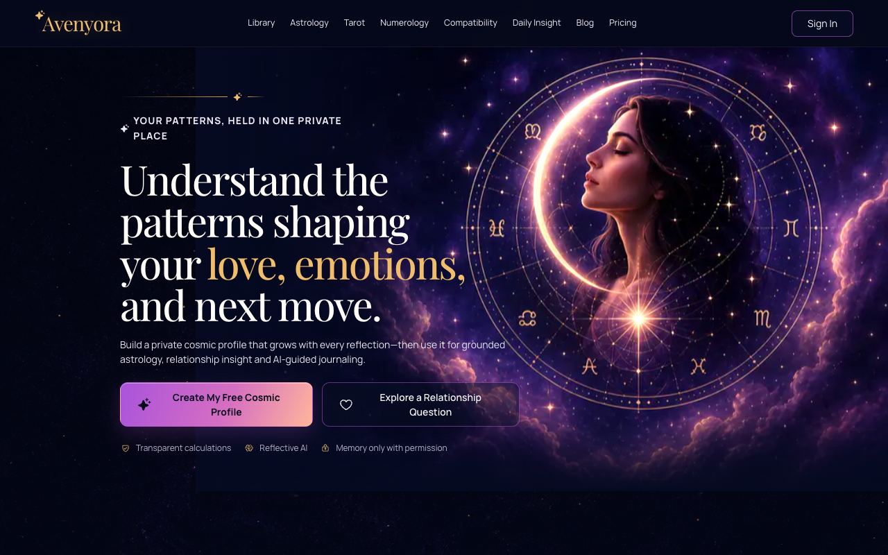 Avenyora — لقطة شاشة للموقع