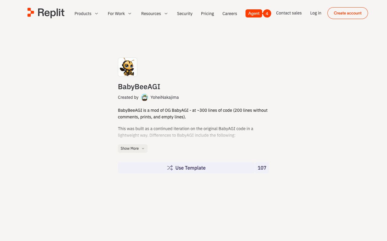Baby Bee AGI — website screenshot