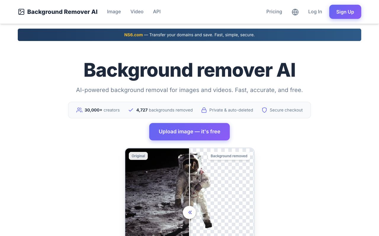 Background Remover AI — website screenshot