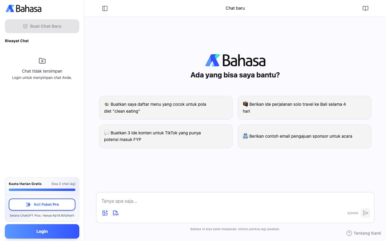 Bahasa — website screenshot