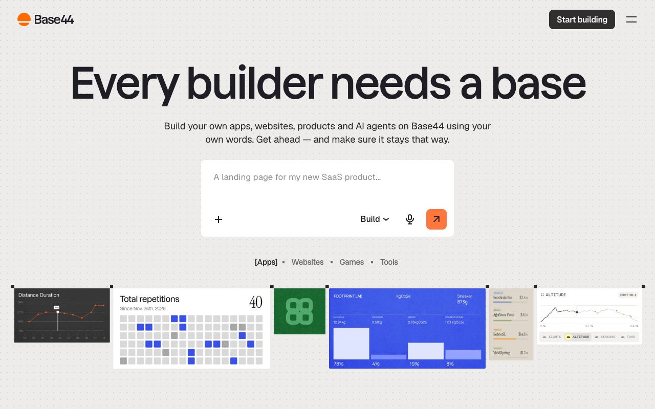 Base44 — Screenshot der Website