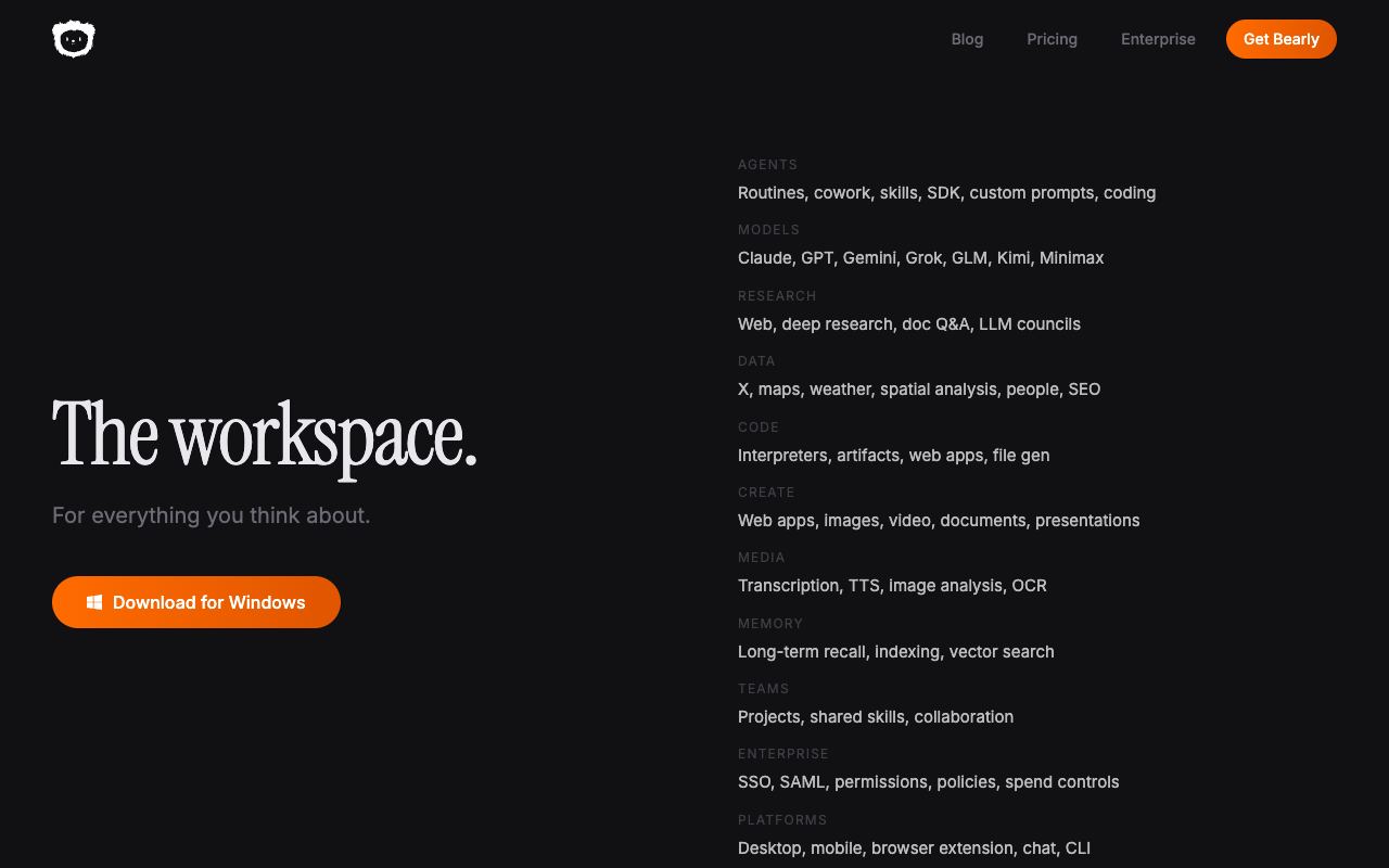 Bearly AI — site ekran görüntüsü