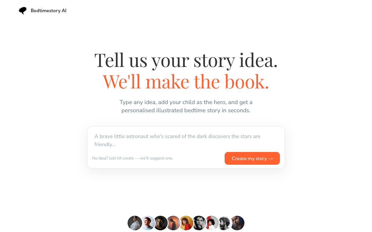Bedtimestory AI — website screenshot