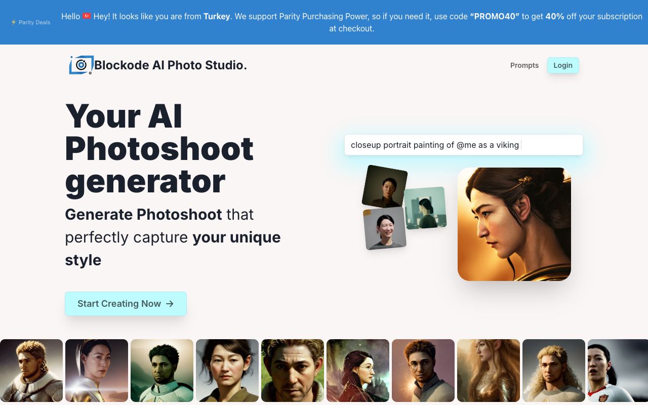 Blockode AI Photo Studio — website screenshot