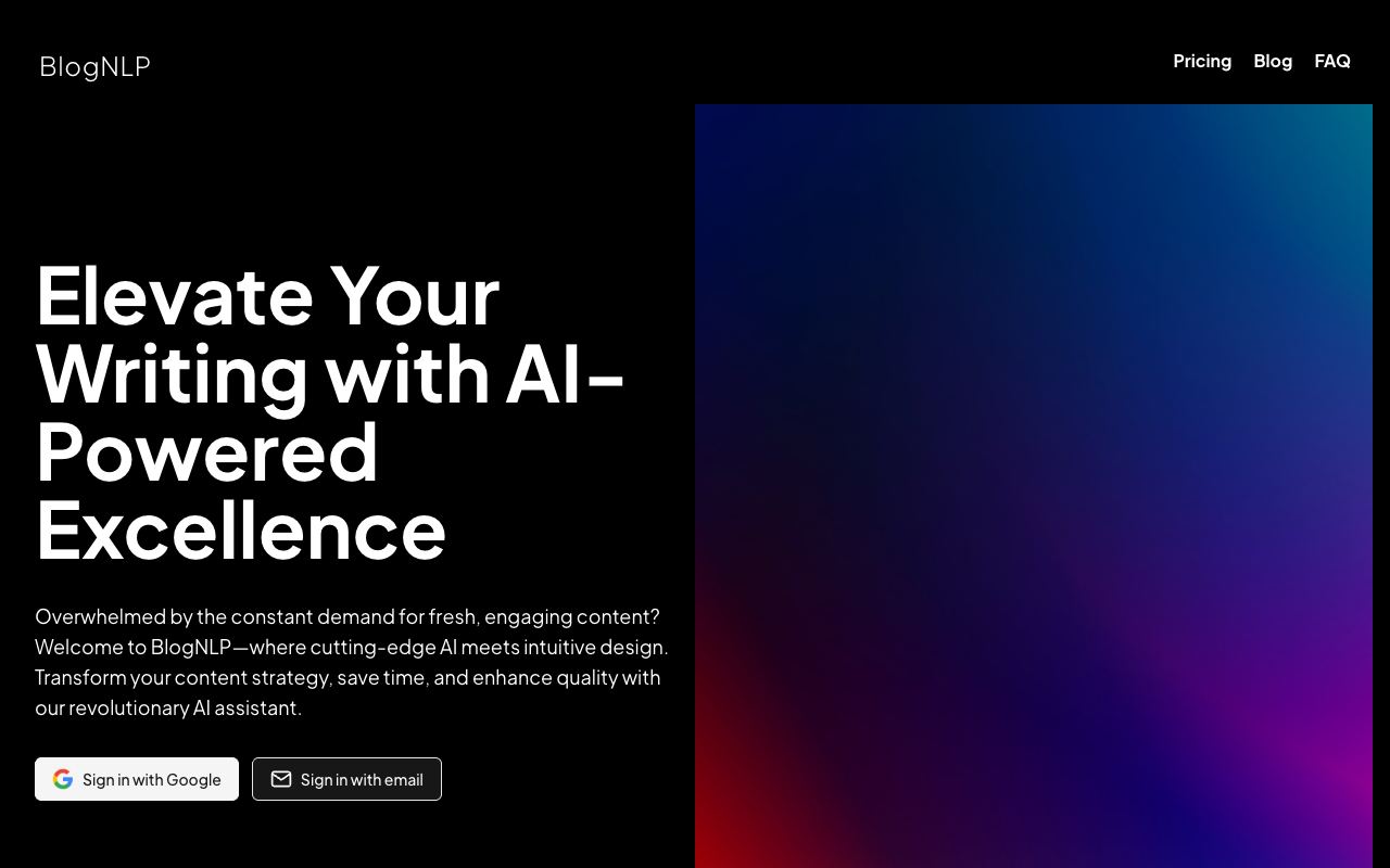 BlogNLP — website screenshot