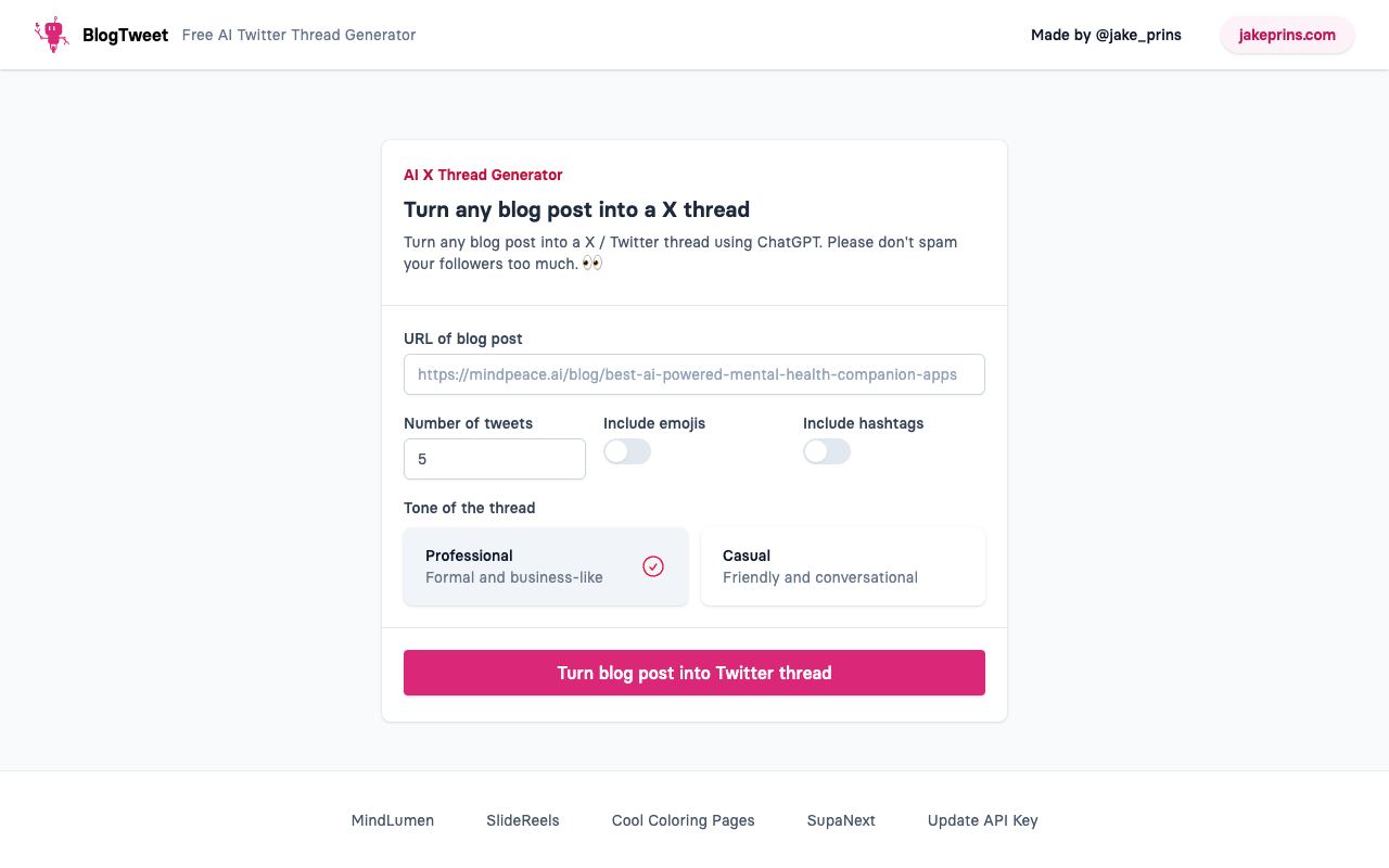 BlogTweet — website screenshot