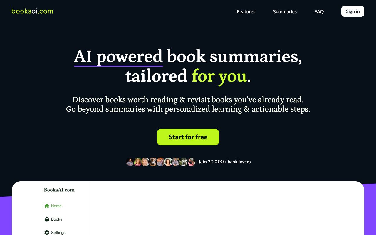 BooksAI — website screenshot