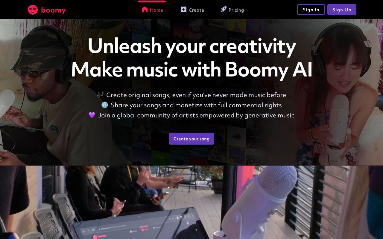 Boomy — website screenshot