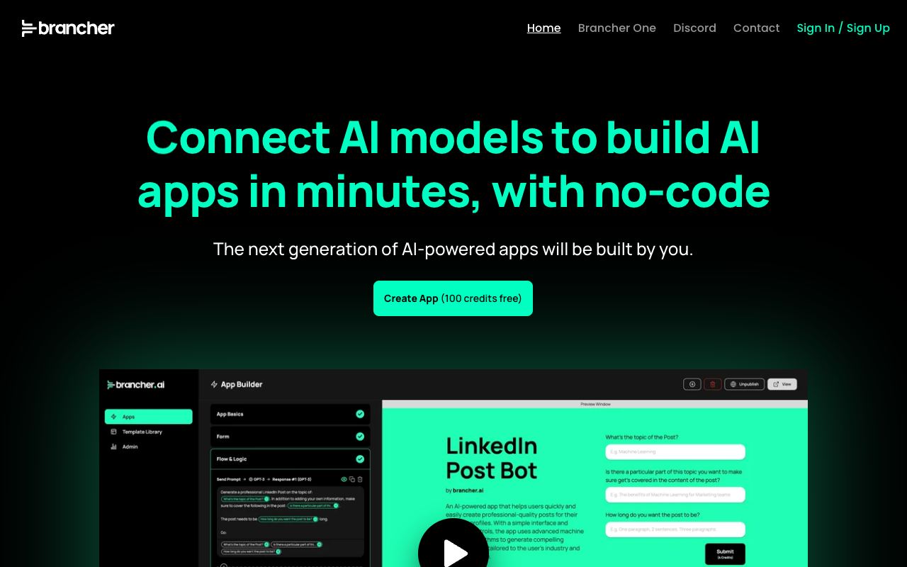 Brancher AI — site ekran görüntüsü