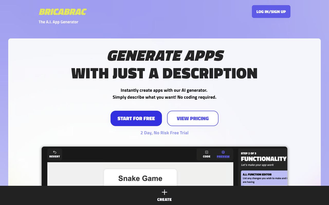 Bricabrac — website screenshot