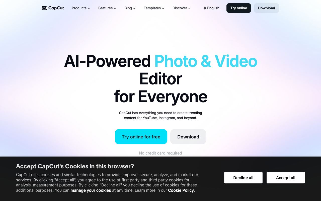 CapCut — website screenshot