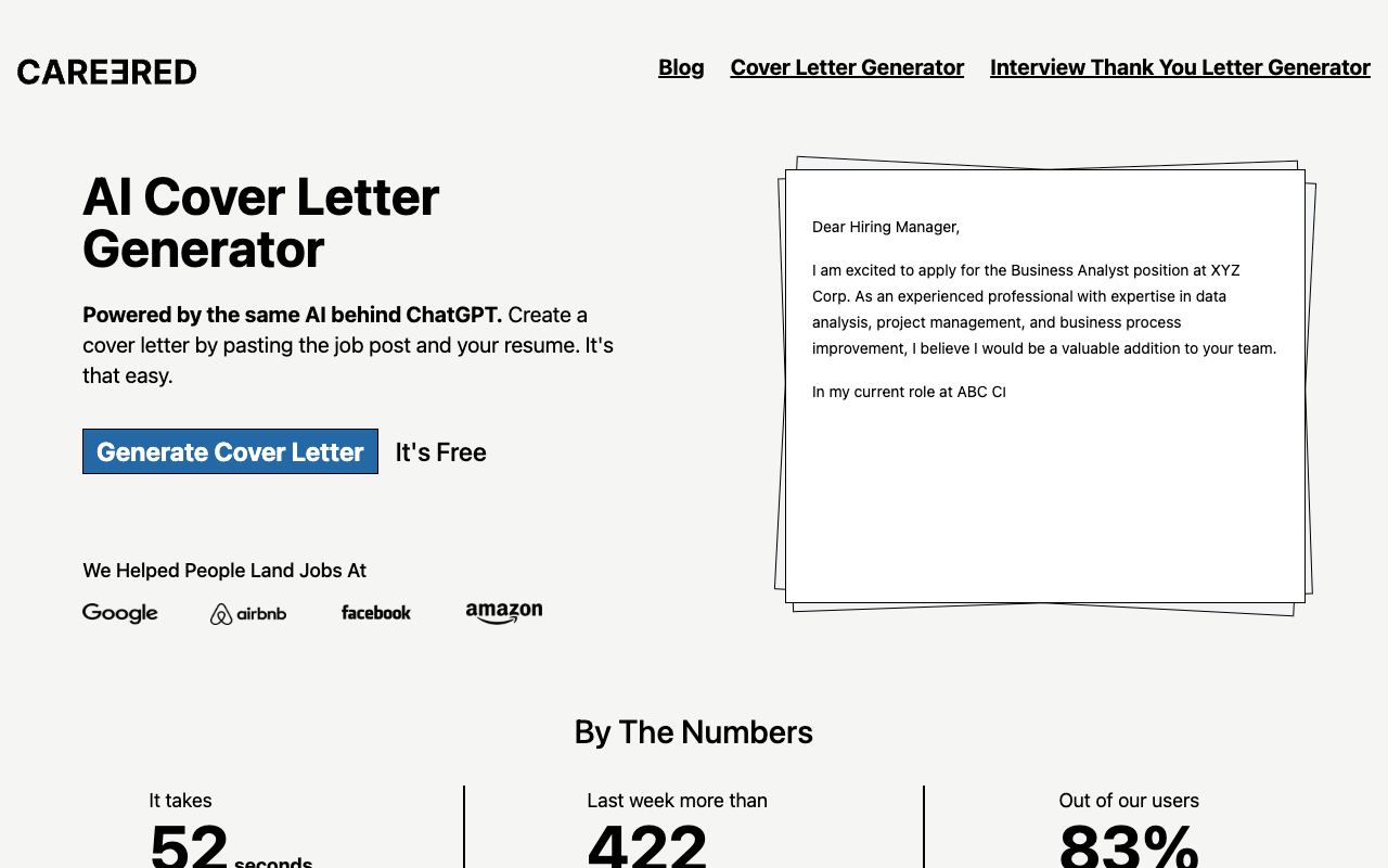 Careered — website screenshot
