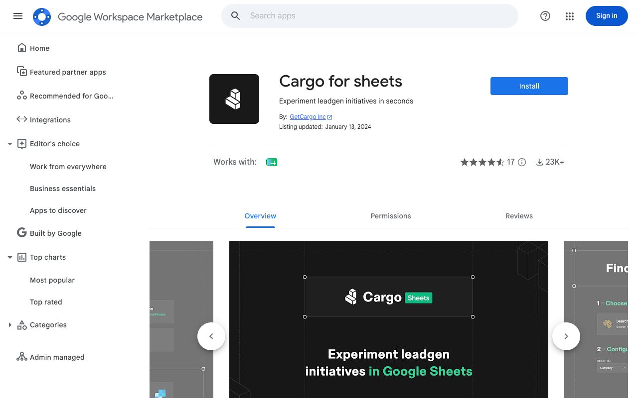 Cargo — website screenshot