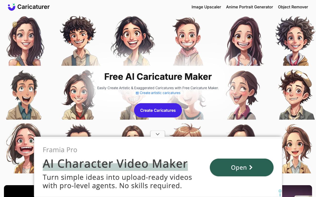 Caricaturer — website screenshot