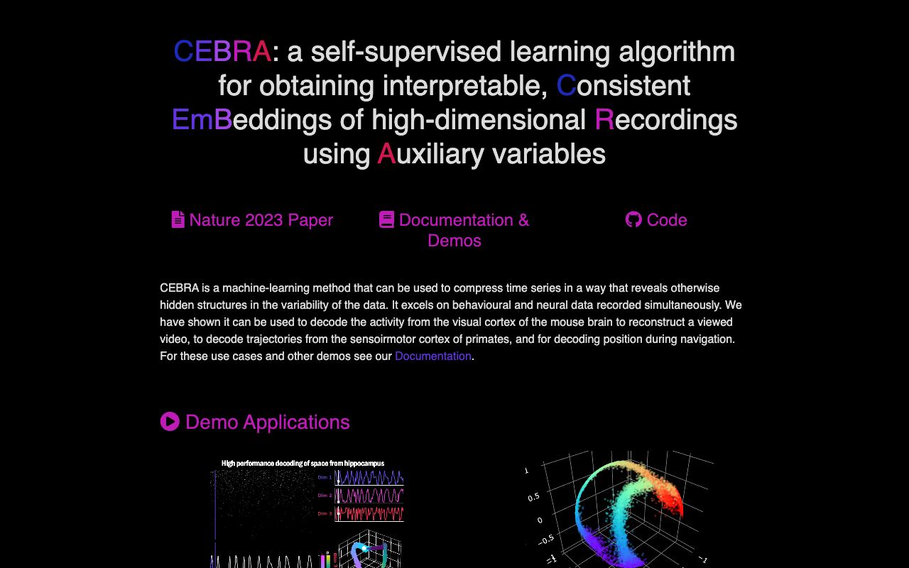 CEBRA — website screenshot
