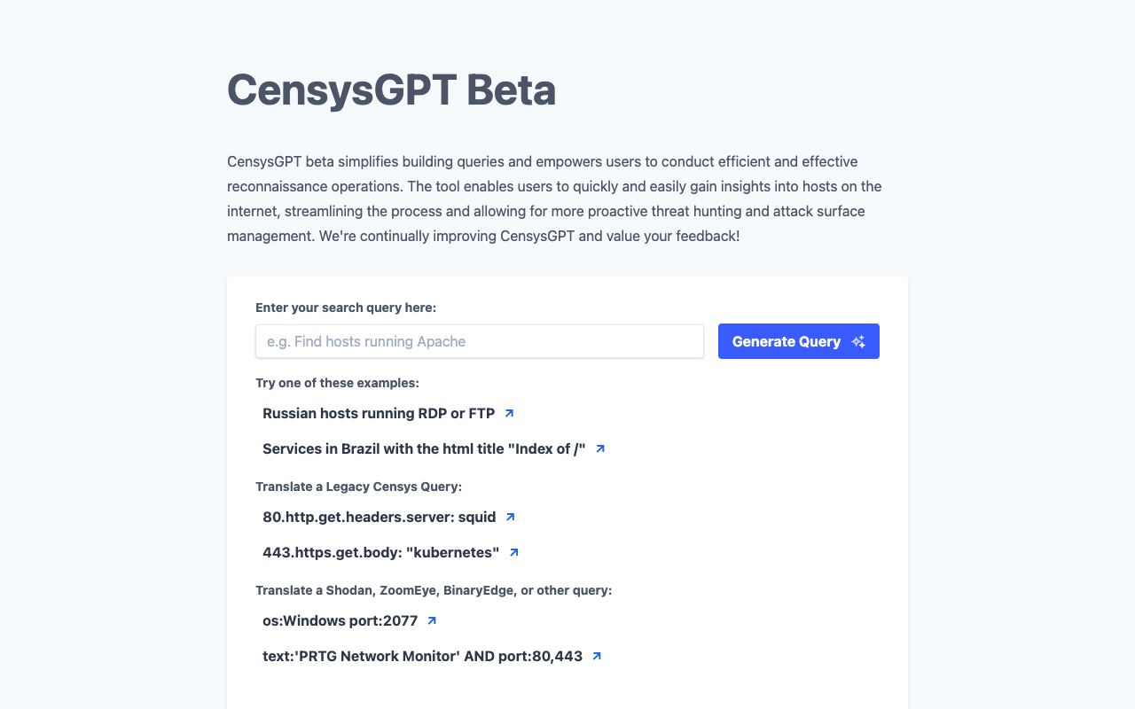CensysGPT — site ekran görüntüsü