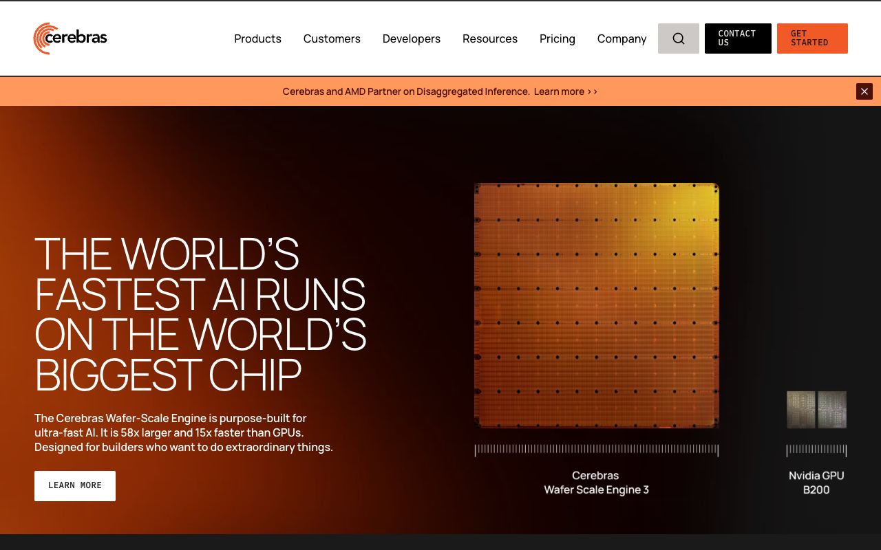 Cerebras — website screenshot