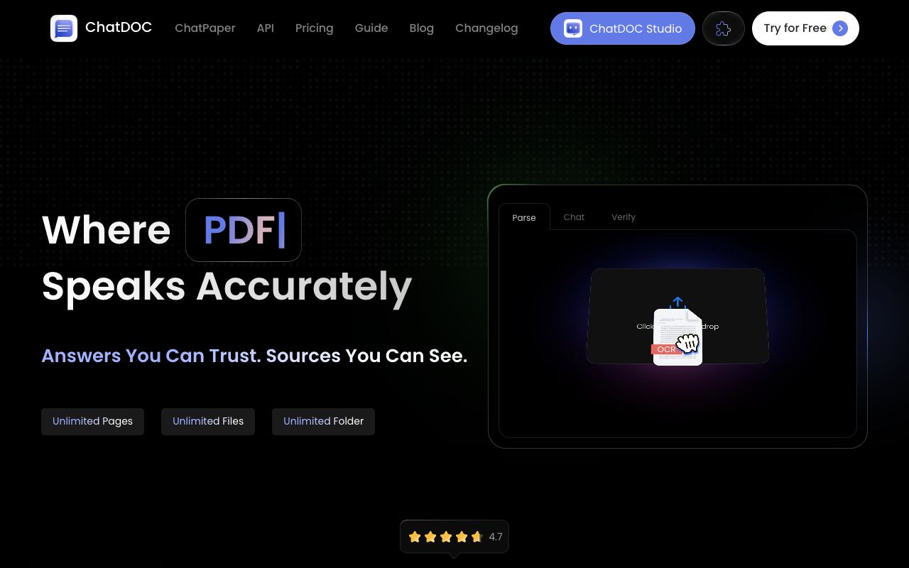 ChatDOC — website screenshot