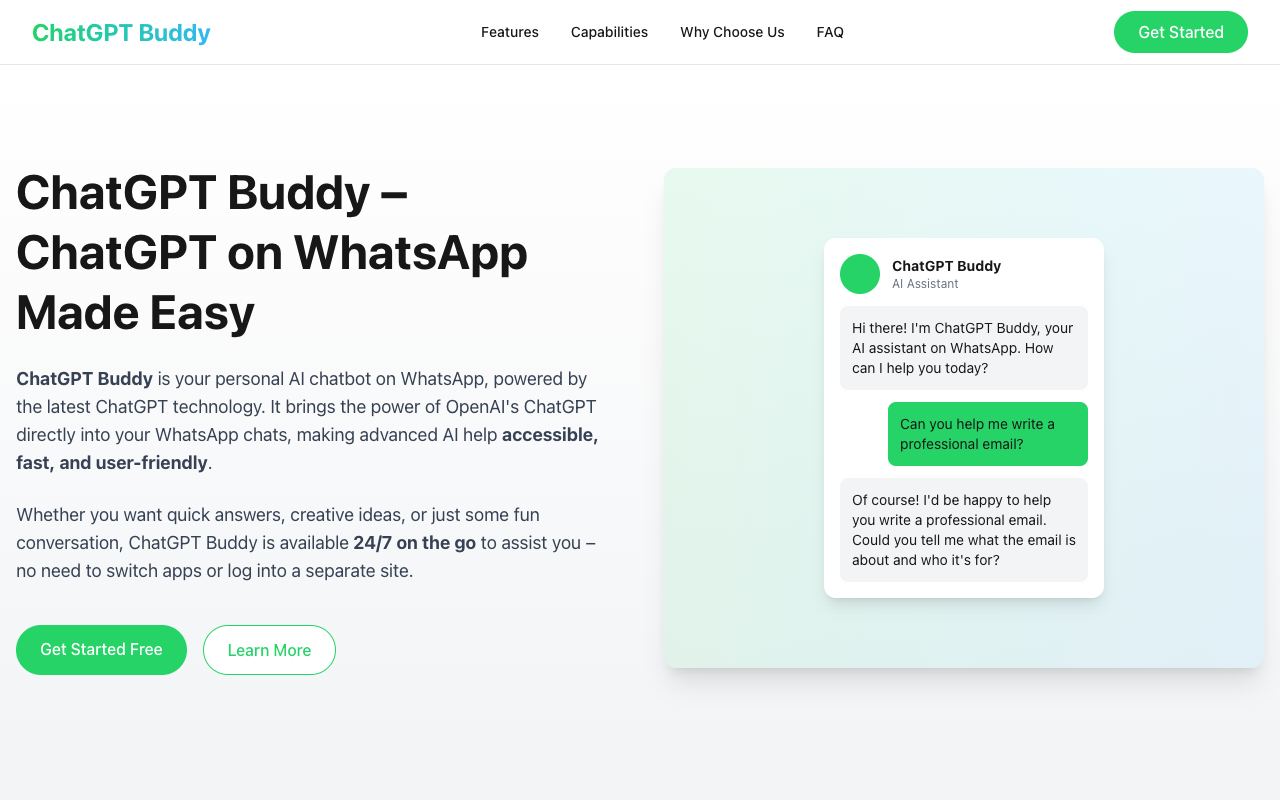 ChatGPT Buddy — website screenshot